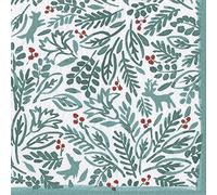 Winter Fauna Animals Leaves Christmas Caspari Cocktail or Tea Napkins Paper 25 cm Square 20 in Pack