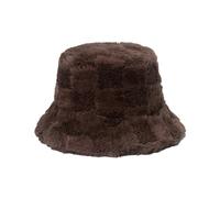 Winter Faux Fur Bucket Hat, Plush Fisherman Cap,Women's Fishing Hat Winter Hat Fluffy Bucket Hat (Brown)
