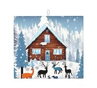 Winter Fawn Drying Mat For Kitchen. Water-Absorbent, Quick-Drying, Non-Slip, Suitable For Tableware, Easy To Store And Clean.