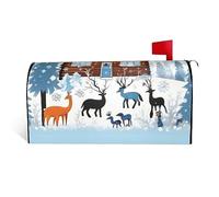 Winter Fawn It is a Waterproof Fabric Mailbox Cover with a Print on one Side and a Curved Opening on one Side.