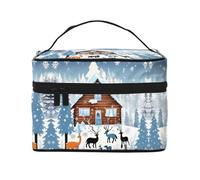 Winter Fawn Travel cosmetic bag, essential for outdoor travel enthusiasts, has a simple internal structure., Black, One Size