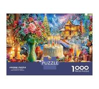 Winter Feast Jigsaw Puzzle Cake & Flowers 1000 Pieces for Adults Jigsaws Challenge Fun Home Activity Gift 52x38cm/1000pcs