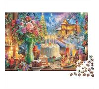 Winter Feast Jigsaw Puzzles 1000 Pieces | for Adults & Kids Birthday Cake with Flowers Educational Decompression Game 70x50cm/1000pcs