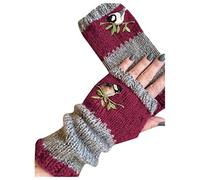 Winter Fingerless Gloves for Women Warm Gloves Adult's Outdoor Plus Velvet Thickening Gloves Ladies Embroidere Cable Knit Thermal Gloves Christmas Essentials Unisex Gloves for Cold Days Sale Clearance