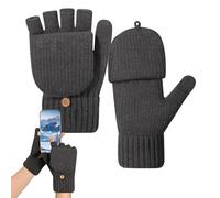 Winter Fingerless Gloves - Thermal Knitted Mittens Convertible Touch Screen Gloves with Warm Comfort Outdoor Adventure Gear for Cycling, Hiking, Sports, Dog Walking, Mountain