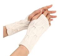 Winter Fingerless Gloves Women Knitted Warm Touchscreen Thermal Mittens Arm Warmers with Thumb Hole Winter Gloves for Outdoor Driving Cycling Writing Fishing Running Skiing