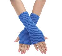 Winter Fingerless Gloves Women Warm Half Finger Gloves Knitted Soft Lining for Driving Writing Arm Warmers with Thumb Hole Thickened Knit Touchscreen Stretchy Mittens for Women