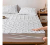 Winter Fitted Sheet,Warm Bed Sheets,6 Sides Zipper Mattress Cover，Fully Wrapped Quilted With Deep Pocket(Without Pillowcase)(White,Twin XL/H:10cm)