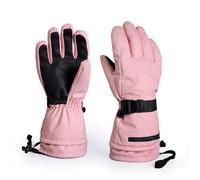 Winter Five Finger Ski Gloves, Touch Screen Waterproof Gloves for Outdoor Sports, Skiing, Motorcycle, and Other Outdoor Activities (Pink)