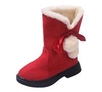Winter Fleece Boots for Girls Comfortable Soft Sole Anti-Slip Short Boots with Flower Decoration Fashionable Warm Fleece Lined Outdoor Shoes for Girls Kids' Cozy Footwear for Cold Days