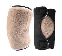 Winter Fleece Knee Warmers Thickened Double Layer Neoprene Support for Arthritis Pain Relief Joint Protection Brown Grey White(brown)