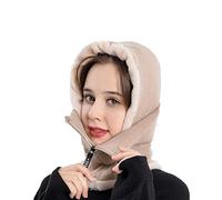 Winter Fleece Lined Knitted Balaclava Full Hood Hat for Women Windproof Warm Cycling Ski Trapper Hat Hooded Cap, 3 in 1 Beanie Scarf Mask Headwear for Hunting Fishing