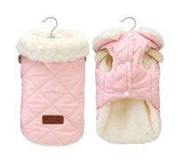 Winter Fleece-Lined Warm Windproof Cold-Proof Dog Coat With Button Design For Schnauzers Shiba Inus Chihuahuas Pugs,A,M