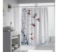 Winter Floral Shower Curtain Set Vibrant Botanical Natural Landscape Polyester Fabric Washable Shower Curtains for Women Bathroom Decor 90x180cm