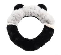 Winter Fluffy Steering Wheel Cover with Cartoon Ear Design for Comfortable Grip and Anti Skid Protection Fits 15 Inch Diameter Steering Wheels (Gray)