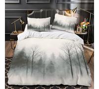 winter forest 3D Print 3 Piece Set Bed Cover minimalist landscape art Duvet Cover Soft Microfiber Invisible Zipper for Kids Teens Boys Girls Men Women Adults Double（200x200cm）