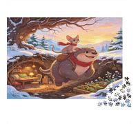 Winter Forest Animal Puzzle 1000 Piece Jigsaw Puzzle Paper for Adults Cozy Cave Scene Jigsaw Puzzle for Family Relaxing Gift 38x26cm/1000pcs
