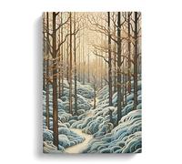 Winter Forest Art Nouveau Art Canvas Print | Gallery Wrapped 30mm Frame Wall Decor | 30x20 inches | Ready to Hang | Contemporary Landscape Picture | Living Room Bedroom Lounge Office