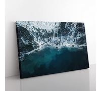 Winter Forest By A Lake In Germany In Abstract Modern Art Canvas Wall Art Print Ready to Hang, Framed Picture for Living Room Bedroom Home Office Décor, 76x50 cm (30x20 Inch)