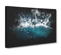 Winter Forest By A Lake In Germany Paint Splash Canvas Print | Gallery Wrapped 30mm Frame Wall Art | 30x20 inches | Ready to Hang | Modern Landscape Picture | Living Room Bedroom Lounge Office