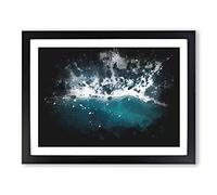 Winter Forest By A Lake In Germany Paint Splash Modern Art Framed Wall Art Print, Ready to Hang Picture for Living Room Bedroom Home Office Décor, Black A4 (34 x 25 cm)