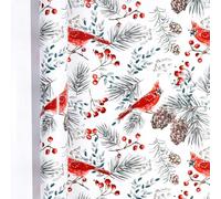 Winter Forest Cardinal Birds Woodland Berries Pine Cone On White Christmas Wrapping Paper-1 Mini Roll 17 X 10 ft Per roll 14.1 sq.ft.ttl- Gift Wrap for Winter Solstice, Congrats, Holidays, Christmas