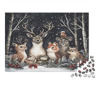 Winter Forest Deer Family 1000 Pieces Jigsaw Puzzle for Adults 14+, Eco-Friendly Cardboard, Deer And Animals in Snow, Stress Relief Entertainment, Creative Family Activity, Great Gift Idea 38x26cm/100