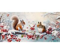 Winter Forest Diamond Art, 5D Diamond Painting Kit, Large Size 40x20 Inch/100x50 cm, Dimond Picture Art, Crystal Art Kits for Adults&Beginners, DIY Cross Embroidery Crafts, for Room Wall Decor, g372