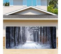 Winter Forest Garage Door Decoration Background Natural Scene Wonderland Landscape Snowflake Photography Backdrop Winter Party Banner Cove 6 x 13 ft