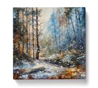 Winter Forest Impressionism Canvas Print | Gallery Wrapped 30mm Frame Wall Art | 20x20 inches | Ready to Hang | Impressionist Landscape Picture | Living Room Bedroom Lounge Office