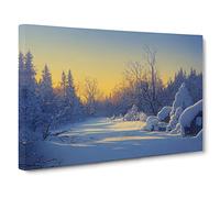 Winter Forest Landscape Vol.2 Canvas Wall Art Print Ready to Hang, Framed Picture for Living Room Bedroom Home Office Décor, 30x20 Inch (76x50 cm)