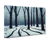 Winter Forest Paint Splat Canvas Wall Art Print Ready to Hang, Framed Picture for Living Room Bedroom Home Office Décor, 30x20 Inch (76x50 cm)