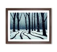 Winter Forest Paint Splat Framed Print | A2 Walnut Framed Wall Art | Ready to Hang | Modern Landscape Picture | Living Room Bedroom Lounge Office