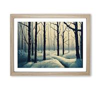 Winter Forest Painting Vol.1 H1022 Framed Print for Living Room Bedroom Home Office Décor, Wall Art Picture Ready to Hang, Oak A4 Frame (34 x 25 cm)