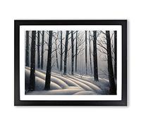 Winter Forest Painting Vol.2 Framed Print | A2 Black Framed Wall Art | Ready to Hang | Modern Landscape Picture | Living Room Bedroom Lounge Office