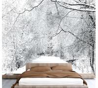 Winter Forest Photo Wallpaper 99"x69" Tree 3D Effect Panoramic Wall Murals Non-Woven Wall Paper for Bedroom Living Room TV Backdrop,Easy to Install W-1010