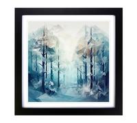 Winter Forest Polygon Framed Print | 18x18 Inch Black Framed Wall Art | Ready to Hang | Modern Landscape Picture | Living Room Bedroom Lounge Office