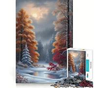 Winter Forest Scene Jigsaw 1000 Pieces Focus Building Toy Zero Gap Rewarding Activity for Rainy Days (50x75cm)