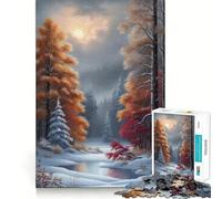 Winter Forest Scene Jigsaw for Adults1000 Pieces Brain Focus Game Precision Cut Smooth Edges Amusing Challenge for Waiting Time (38x26cm)