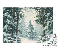 Winter Forest Scene-Painted Snowy Woodland Art Jigsaw Puzzle Snow Scenery 1000 Pieces Bundle for Adults Kids 12+ Fun Family Game Birthday Gift 38x26cm/1000pcs