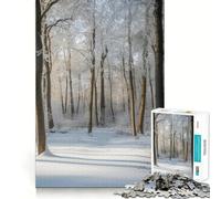 Winter Forest Scene with Snow 1000-piece Jigsaw Puzzles Brain Training Fun Tight Interlock No Gaps Bonding Activity for Loved Ones (38x26cm)