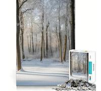 Winter Forest Scene with Snow Jigsaw Puzzles for Adults 1000 Mind Boost Game Uniform Size Precise Pieces Travel-friendly Brain Game Gift (38x52cm)