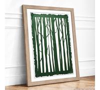 Winter Forest Sentinels Scandinavian Framed Wall Art Print A4 (29.7×21cm) Oak, Wall Decor for Living Room, Bedroom, Office & Home, Ready to Hang, Art Gift