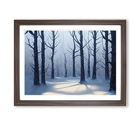 Winter Forest Snow Vol.3 Framed Print | A4 Walnut Framed Wall Art | Ready to Hang | Modern Landscape Picture | Living Room Bedroom Lounge Office
