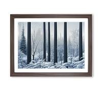 Winter Forest Snow Vol.4 Framed Print | A4 Walnut Framed Wall Art | Ready to Hang | Modern Landscape Picture | Living Room Bedroom Lounge Office