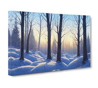 Winter Forest Sunrise Art Canvas Print | Gallery Wrapped 30mm Frame Wall Art | 30x20 inches | Ready to Hang | Contemporary Landscape Picture | Living Room Bedroom Lounge Office