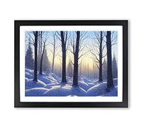 Winter Forest Sunrise Art Framed Print | A2 Black Framed Wall Art | Ready to Hang | Modern Landscape Picture | Living Room Bedroom Lounge Office