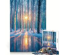 Winter Forest Sunrise Reflection Jigsaw Puzzle for Adults 1000 Pieces Creative Think Stress Relief Fun Exact Edges Thoughtful Xmas (38x26cm)