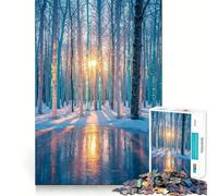 Winter Forest Sunrise Reflection Jigsaw Puzzles for Adults 1000 Think Boost Game Precise Interlock Structure Easy to Learn Family Enjoyment (50x75cm)