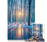 Winter Forest Sunrise Reflection Puzzles for Teenagers 1000 Piece Logic Practice Calm Downtime Clean Edges Ideal Present (50x75cm)